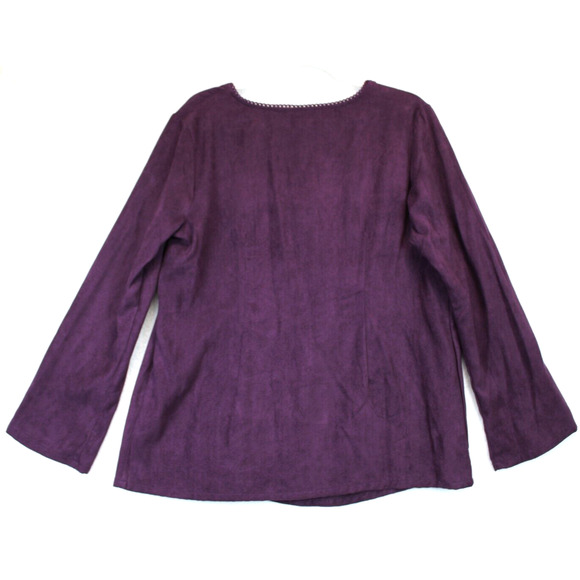 Baby & Me Maternity Faux Suede Peplum Blouse Women Large Soft Long Sleeve Purple - Picture 2 of 8